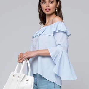 Bebe One Shoulder ruffle top.